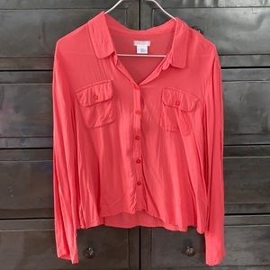 Urban Outfitters Coral Relaxed Button Down Shirt